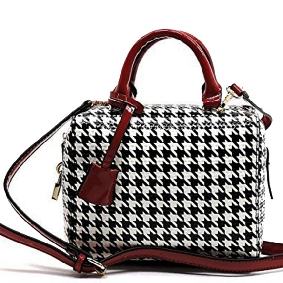 J&C | Bags | Patent Black And White Checkered Handbag | Poshmark